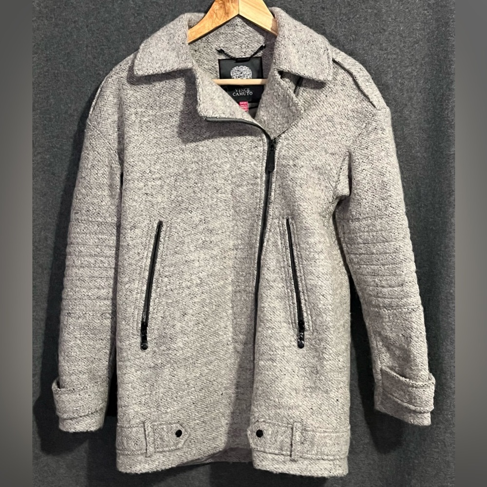 Vince Camuto Gray Textured Wool-Blend Pea Coat TP/XS